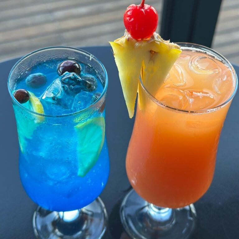 Blue Island and Sex on the Beach cocktails at Match Café Muizenberg